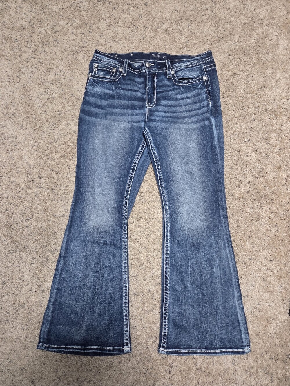 ​Miss Me Universal Flare Angel Wing Embellished Jeans Size 34 (Fits 36-37)